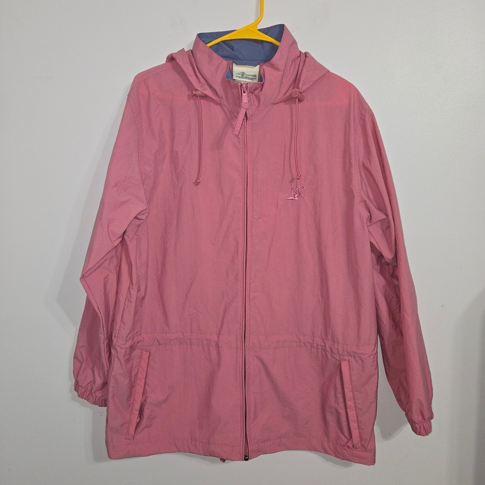 V#35 Cottage Essentials Pink Full Zip Hooded Lightweight‎ Rain Jacket Women